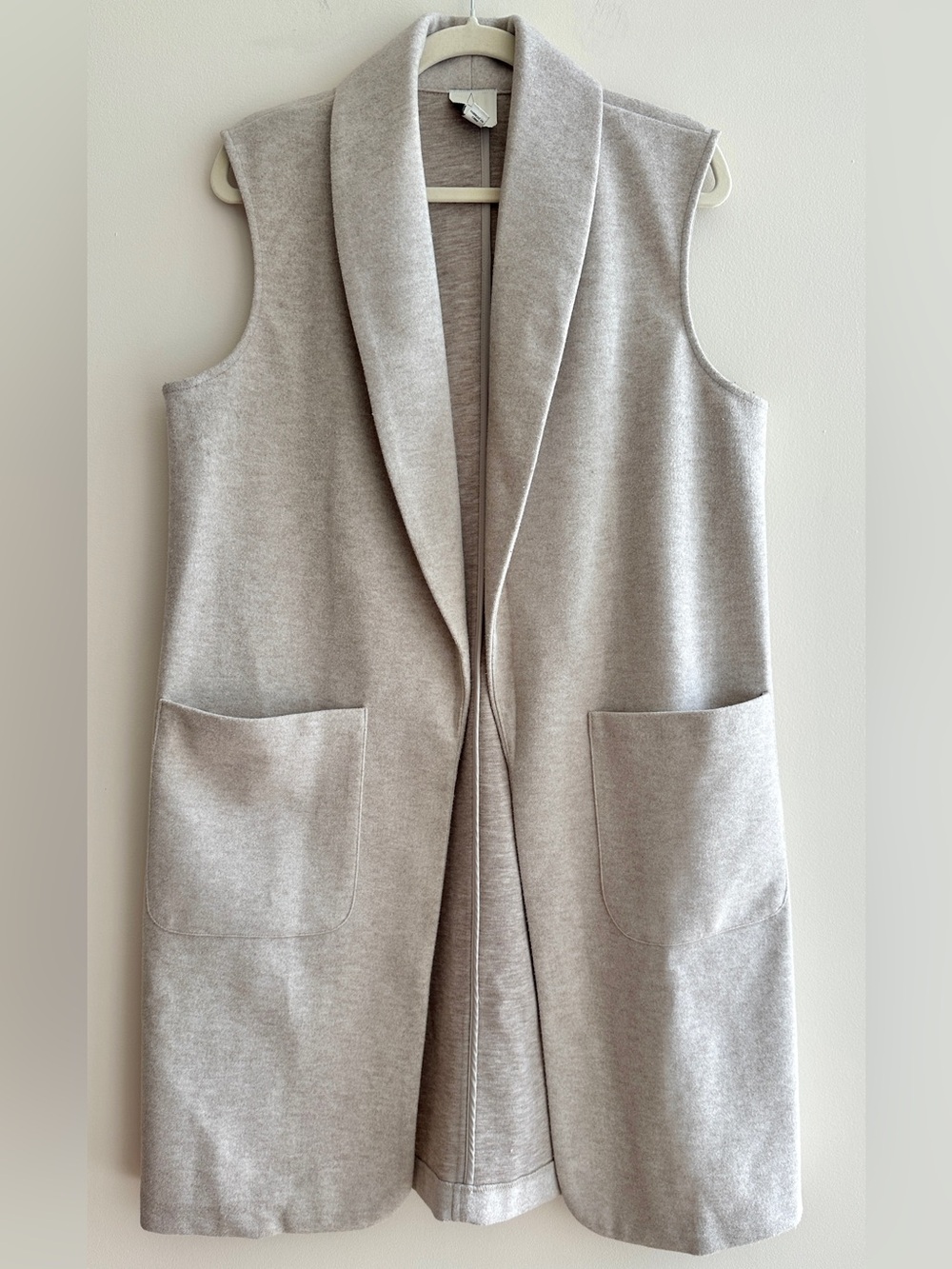 Joie Heather Grey/Oatmeal Oversized Longline Vest, Size Large
